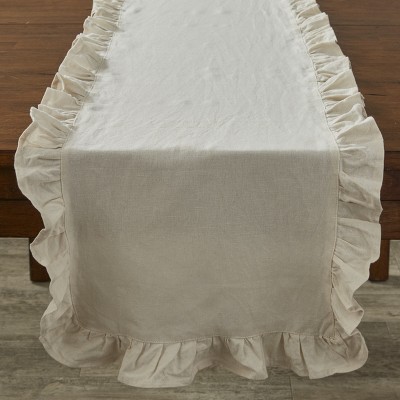 Split P Ruffle Table Runner - 72"L - Stone