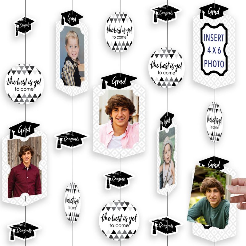 Big Dot of Happiness Black and White Graduation Party Vertical Photo Garland 35 Pieces, 1 of 10
