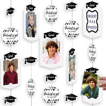 Big Dot of Happiness Black and White Graduation Party Vertical Photo Garland 35 Pieces
