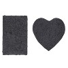 Bell Flower Collection Tufted Bath Rugs, Extra Soft and Absorbent, Non-Slip Bath Mats, Machine Washable Bathroom Mats, 2 Piece Set with Heart, Gray - 2 of 4