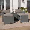 Merrick Lane Woven Rattan Modular Sofa Set for Indoor/Outdoor Use with Loveseat, Ottomans, and Tempered Glass Table - 4 of 4