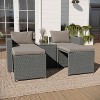 Merrick Lane Woven Rattan Modular Sofa Set for Indoor/Outdoor Use with Loveseat, Ottomans, and Tempered Glass Table - image 4 of 4