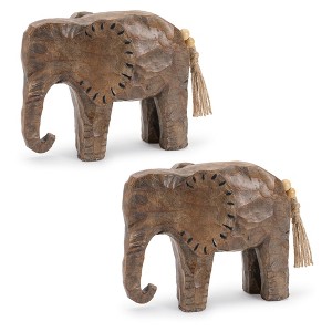Melrose Carved Elephant Decor (Set of 2) - 1 of 3