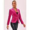 INSPIRE CHIC Women's Office Solid Shawl Collar Jetted Pockets One Button Velvet Blazer - 2 of 4