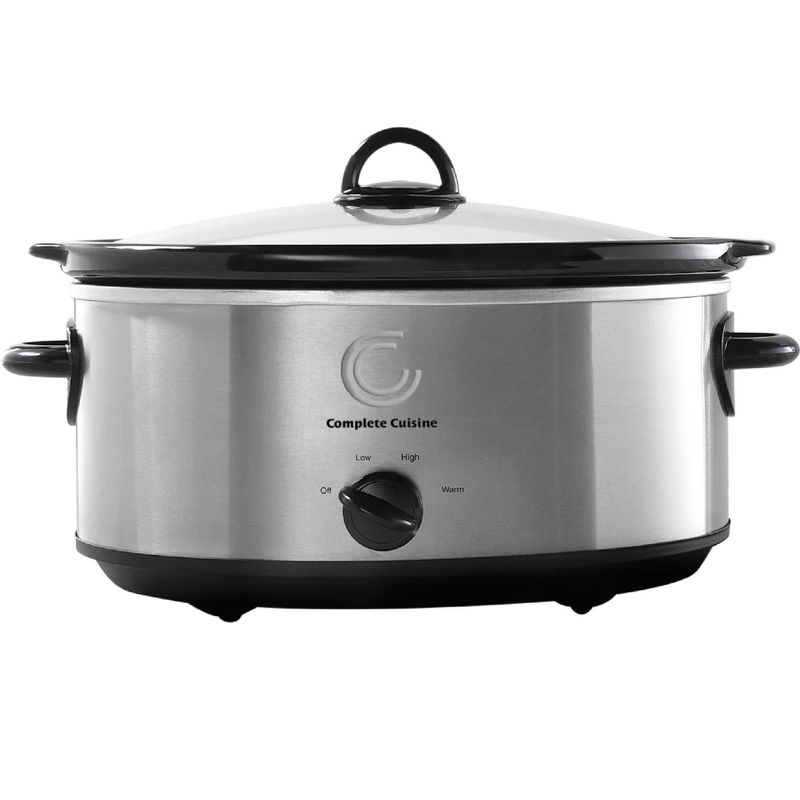 Complete Cuisine CC-SL-6000-SS 6-Quart Oval Stainless-Steel Slow Cooker, 1 of 7