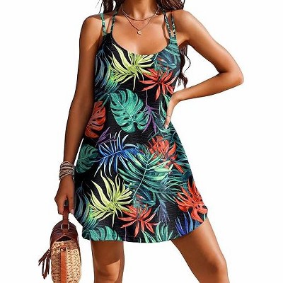 AI'MAGE Womens Spaghetti Strap Cover Up Sleeveless Bathing Suit Coverups Backless T Shirt Beach Dress S-3XL