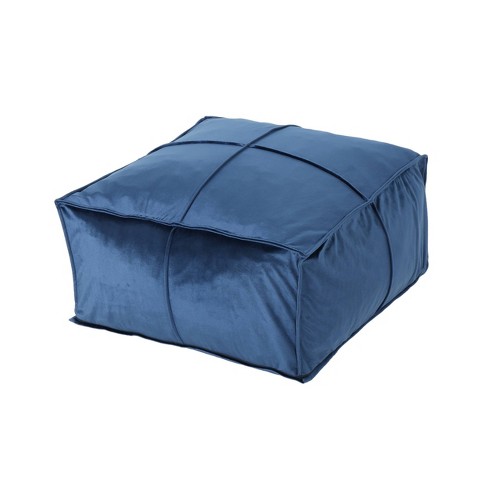 Nakisha Velvet Square Bean Bag Ottoman Cobalt Christopher Knight Home