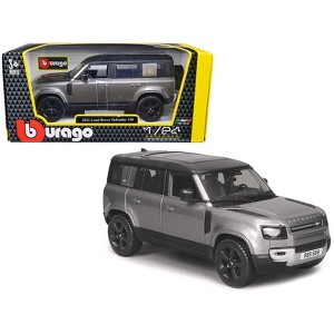 2022 Land Rover Defender 110 Dark Silver Metallic with Black Top and Sunroof 1/24 Diecast Model Car by Bburago - 1 of 3