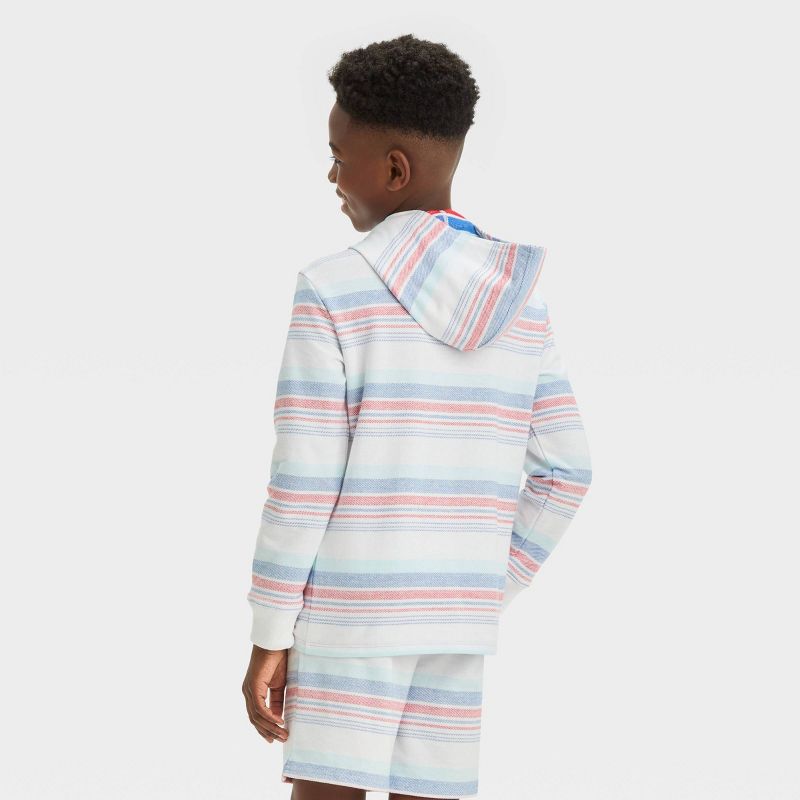 Boys' Americana Striped Beach Pullover Sweatshirt - Cat & Jack™ White, 3 of 5