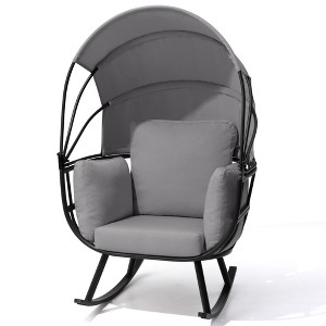 Pellebant Rocking Egg Chair Durable Iron Outdoor & Indoor Lounge Chair with Canopy Cushions 350 lbs Capacity - 1 of 4