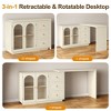 Heynemo Large Extendable Makeup Vanity Desk, Corner Vanity Table with 3 Drawer & Door, Modern Dressing Table and Chest of Drawers Combo, Beige - 4 of 4