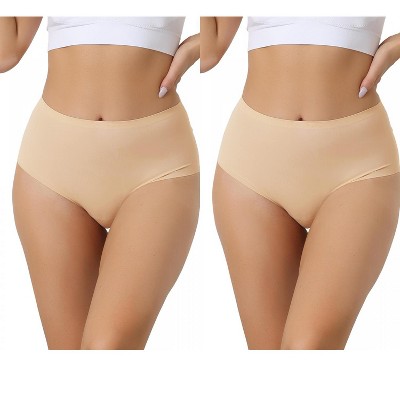 Allegra K Women's High Waisted Silky Breathable No Trace Hipster Stretch Briefs 2 Packs