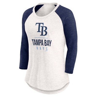 MLB Tampa Bay Rays Women's White 3/4 Sleeve Fashion T-Shirt