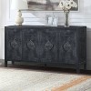 Dolonm 60 in. 4-Door Storage Cabinet with Adjustable Shelves and Carved Flower Handles MDF Wood Console Table,Antique Black - 2 of 4