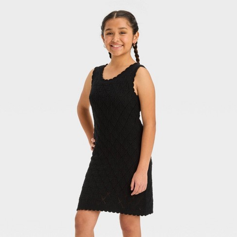 Girls' Tank Strap Sweater Dress - Art Class™ Black Xs : Target