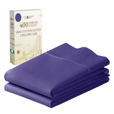 400 Thread Count Pillowcases, 100% Cotton Sateen, Soft & Cooling by California Design Den