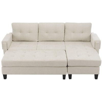 GlasFlength Sectional Sofas for Playroom Bedroom, ModernLuxe, Speicial Design Shape, Sofa Use to Rest, Read, White, 83.4"*56.7"*32.2"