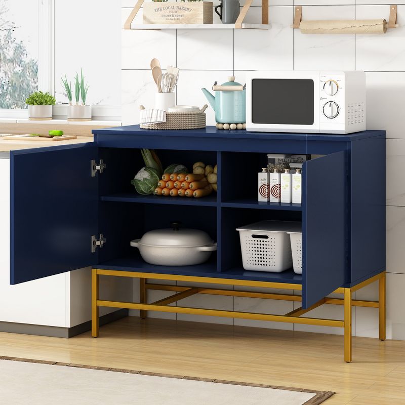 39.4" Minimalist Sideboard Cabinet with Two Doors and Gold Metal Legs-ModernLuxe, 2 of 14