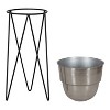 Kate and Laurel Mantua Round Metal Freestanding Planter, 2 Piece, Silver - 3 of 4