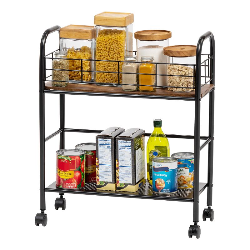 IRIS USA Metal Storage Cart with Casters, Kitchen Serving Cart, 1 of 8