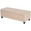 HOMCOM Bench with Storage, Upholstered Ottoman Footrest with Soft Close Lid for Living Room, Entryway or Bedroom, Cream White - 4 of 4