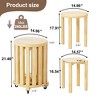 Sapphtopaz Stackable Stools Wooden End Table with Locking Wheels Round Nesting Tables with Solid Wood Frame Stool for Living Room, Bedroom - 2 of 4