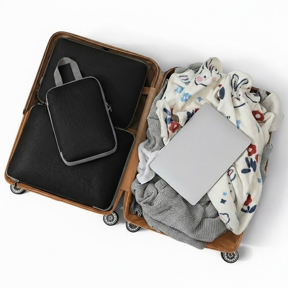 Alilang 3-Piece Compression Packing Cube Set with Zipper Closure and Carry Handles Design - thumbnail 2