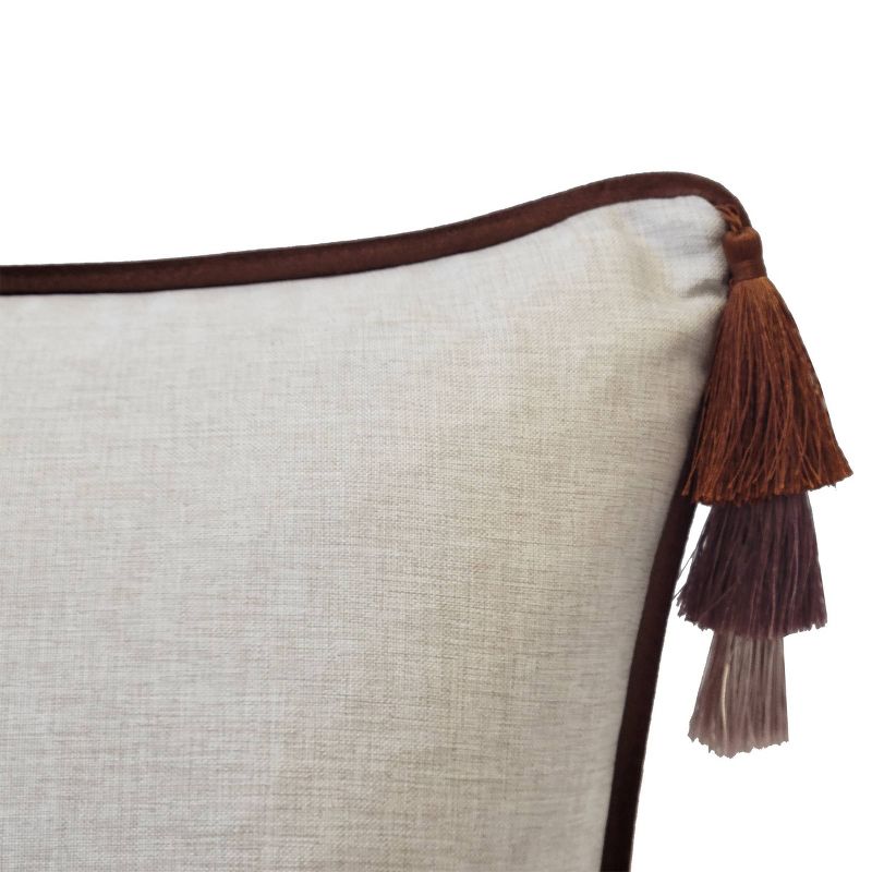18.5"x18.5" Nolita Reversible Solid Velvet to Faux Linen Stacked Tassel Square Throw Pillow - Edie@Home, 5 of 6