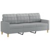 vidaXL Light Gray Fabric 3-Seater Sofa with Footstool - Modern Design, Comfortable and Breathable Material, Compact Size for Any Living Space - 3 of 4