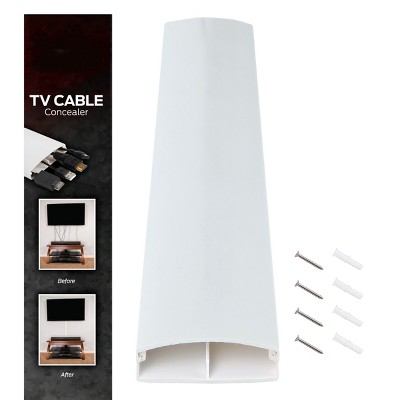 On-Wall Cable Concealer Kit Hides TV Cords, 4X 11 inch White Cable