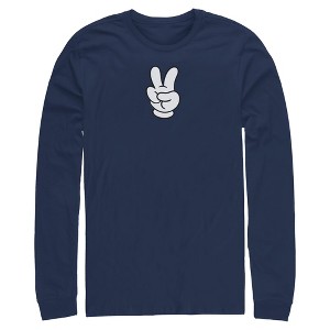 Mens Mickey & Friends Peace Sign Gloves Long Sleeve Shirt - 1 of 4