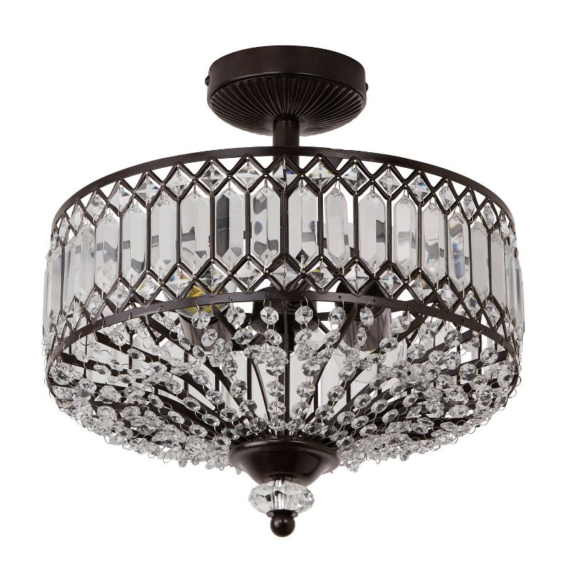 15.25&#34; Glass and Metal Tiered Jeweled Semi Flush Mount Ceiling Light - River of Goods, 1 of 10