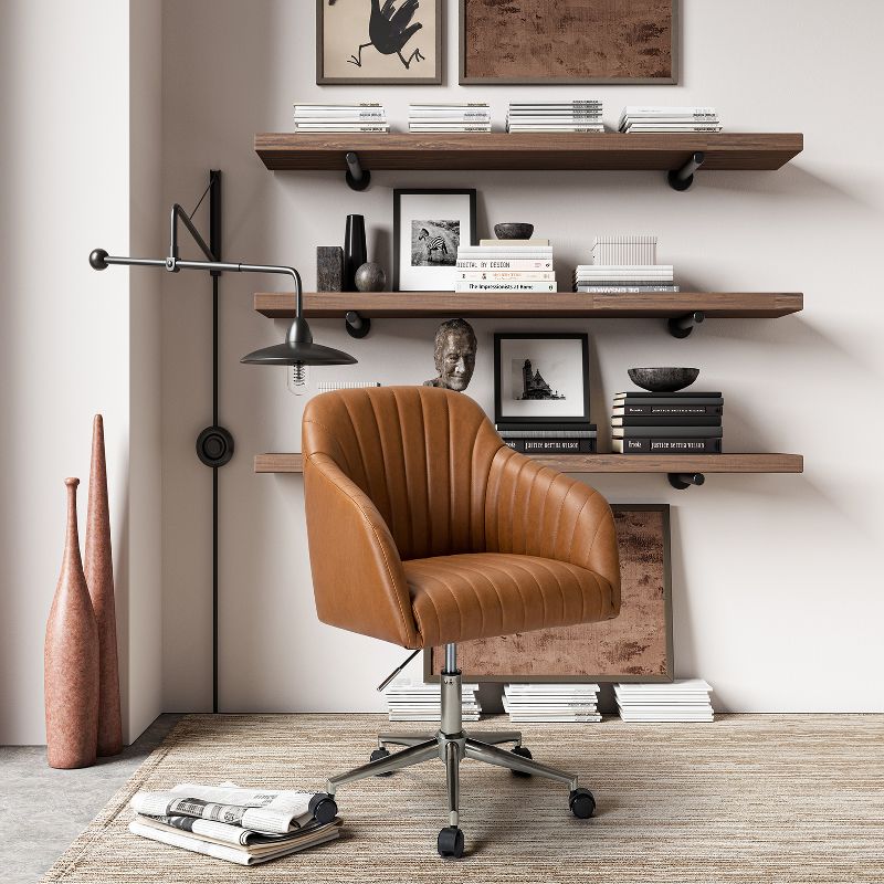 Luca Vegan Leather Height-adjustable Ergonomic Office Chair with Elegant Channel Design Task Chair| ARTFUL LIVING DESIGN, 2 of 11