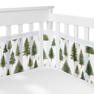 Sweet Jojo Designs Boy, Girl, Unisex/Gender Neutral BreathableBaby Breathable Mesh Crib Liner Baby Nursery Woodland Pine Tree Green and White - 1 of 4