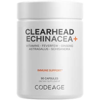 Codeage Clearhead Echinacea, Vitamin C, D3, Zinc, Feverfew, Ginseng, Probiotics, Immune Support Supplement - 90ct