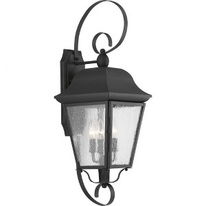 Progress Lighting Kiawah 3-Light Outdoor Wall Lantern in Black with Seeded Glass Panels - 1 of 2