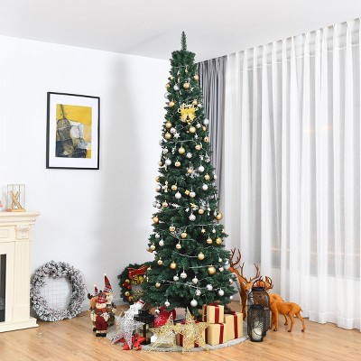 Slim Green PVC 9' Artificial Christmas Tree with Metal Stand