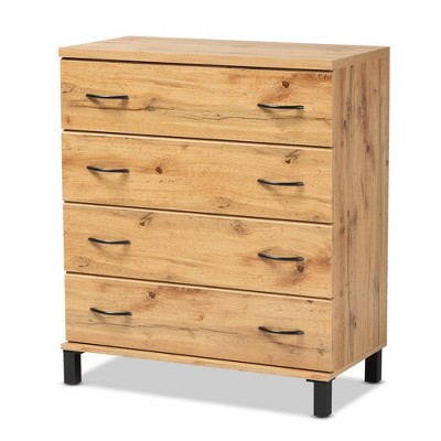 Maison Wotan Wood 4 Drawer Storage Chest Oak Brown - Baxton Studio