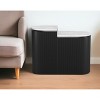 HomeRoots Set of Two Black And White Solid Wood And Marble Oval Block End Tables - 2 of 4