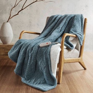 Sapphtopaz 50"x60" Heated Blanket, Faux Feathersoft Throw Blanket for Bed, Reversible Fluffy Fleece Blanket with 5 Heat Settings, Dream Soft Blanket - 1 of 4