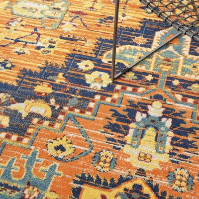 Bohemian Bliss Orange Medallion 8' x 10' Easy-Care Area Rug