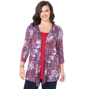 Catherines Women's Plus Size Cardigan And Tank Duet - 1 of 4