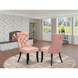 East West Furniture DAP2F23 Dallas Parson Kitchen Chairs - Button Tufted Nailhead Trim Beige Red faux Leather  Dining Chairs, Set of 2, linen white - 1 of 4