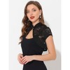 INSPIRE CHIC Women's Lace Stand Collar Pearl Button Short Sleeve Cropped Shrug - 2 of 4