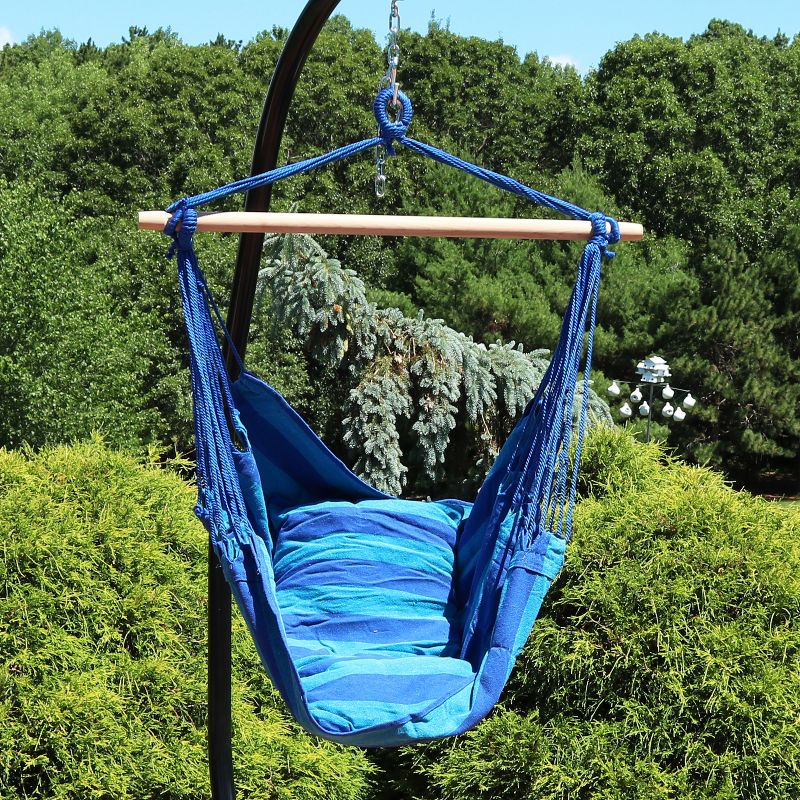 Sunnydaze Double Cushion Hanging Rope Hammock Chair Swing for Backyard and Patio - 265 lb Weight Capacity, 2 of 9