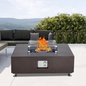 COZONY 36/48/56" Propane Fire Pit Table, 50,000 BTU Dual-Use Outdoor Heater with Wind Guard & Cover - 1 of 4