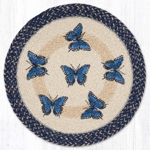 Earth Rugs Rustic Lodge Round Placemat – Blue Swallowtail 15"x15" - 1 of 3