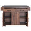PAGED Dining Room Cabinet with Trash Can Storage, Kitchen Cart with Drawer, Rolling Kitchen Island on Wheels with Adjustable Shelf - 4 of 4