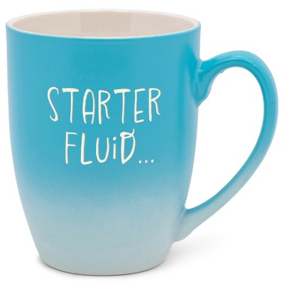 Elanze Designs Starter Fluid Two Toned Ombre Matte Teal and White 12 ounce Ceramic Stoneware Coffee Cup Mug
