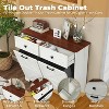 KTMBDW Double Tilt Out Trash Cabinet 20 Gallon Wooden Free Standing Laundry Sorter Cabine,Recycling Cabine with Hideaway Drawer, White - 4 of 4